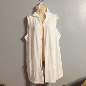 Cyrus women's white hoodie cardigan cover up, size 1X